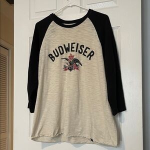 Budweiser Cream and Black Raglan Shirt